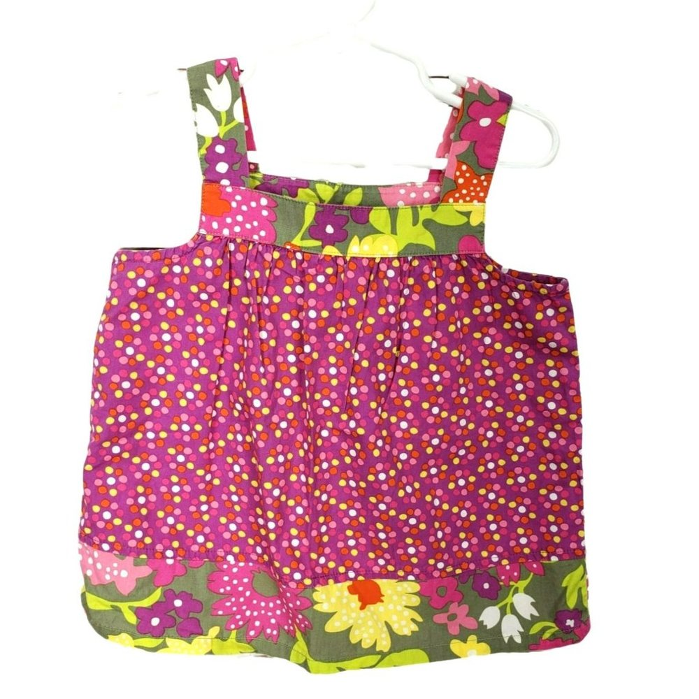 HANNA ANDERSSON Girls Summer Floral & Polka Dots Tank Top Size 100 4/5